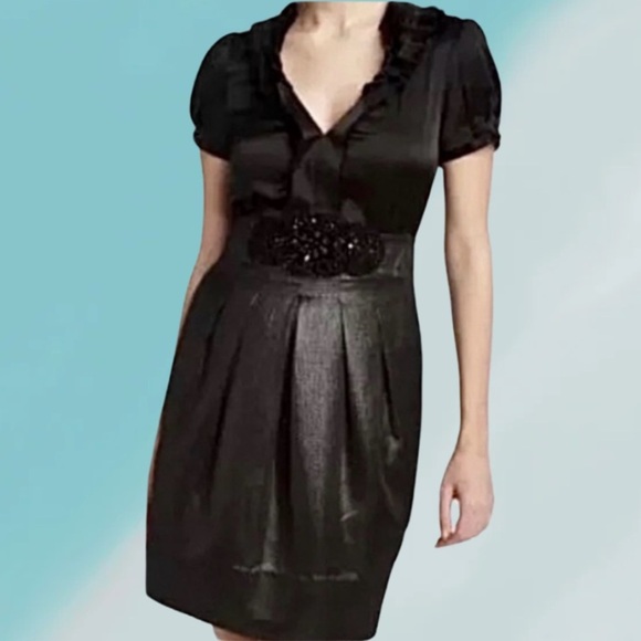 HP🎉BCBGMaxAzria Mock Black Dress - Picture 1 of 8